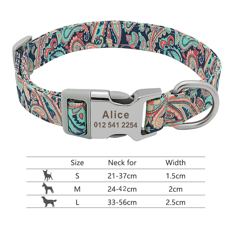 Custom Dog Collar with Free Engraving - Personalized Pet ID Nylon Green 6