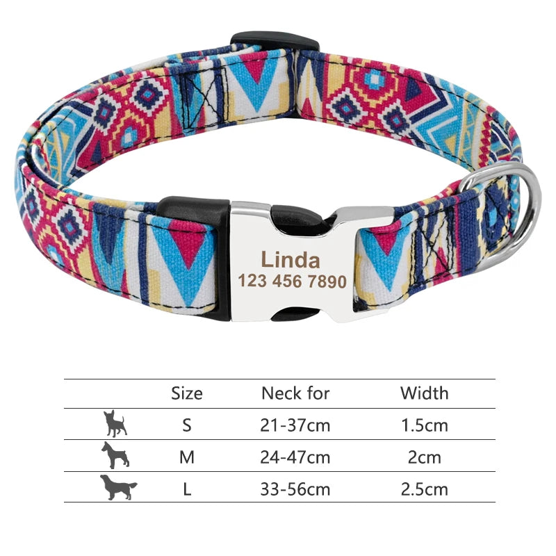 Custom Dog Collar with Free Engraving - Personalized Pet ID Nylon 019 Light Blue