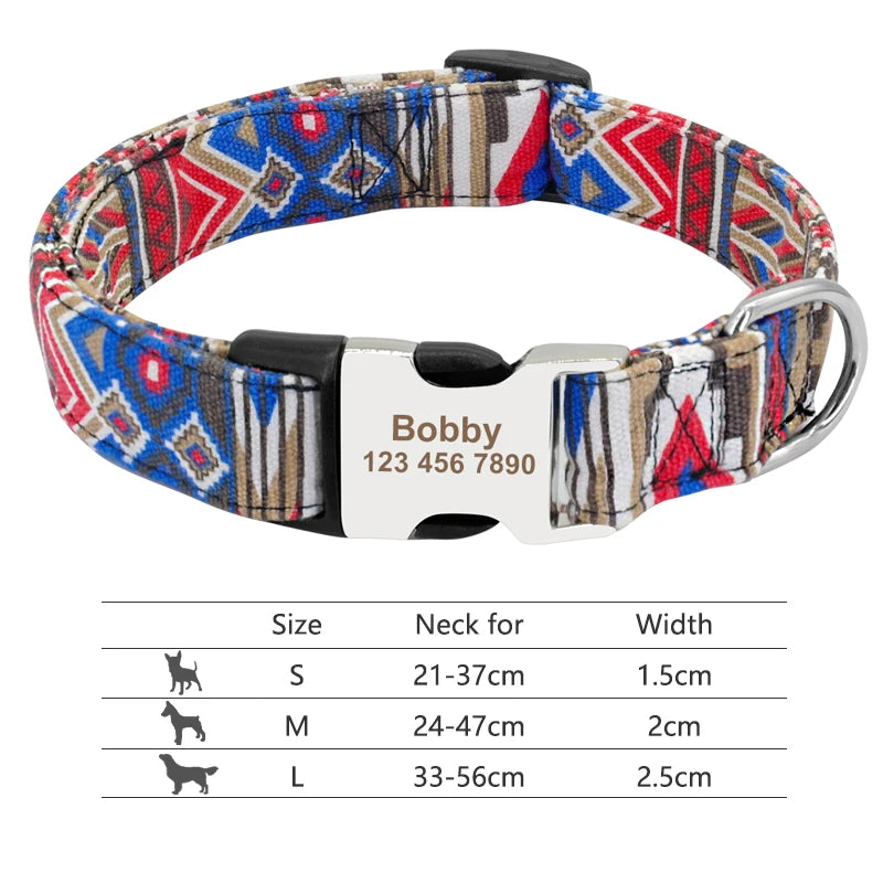 Custom Dog Collar with Free Engraving - Personalized Pet ID Nylon 019 Dark Blue