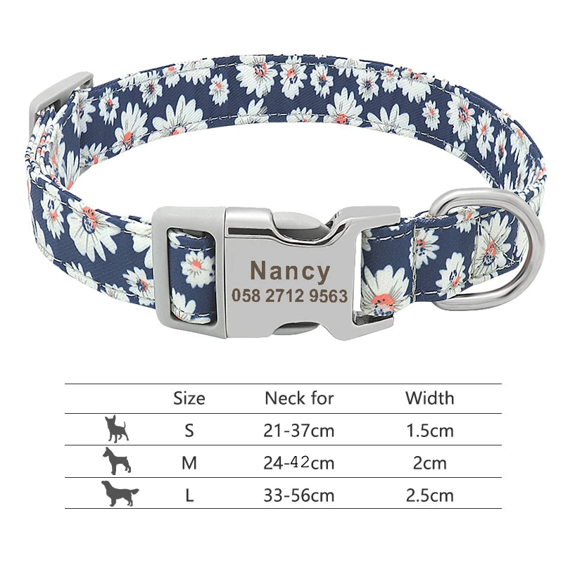 Custom Dog Collar with Free Engraving - Personalized Pet ID Nylon Blue 5