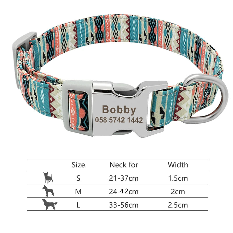 Custom Dog Collar with Free Engraving - Personalized Pet ID Nylon Green 2