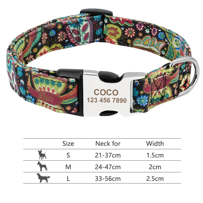 Custom Dog Collar with Free Engraving - Personalized Pet ID Nylon 019 Red