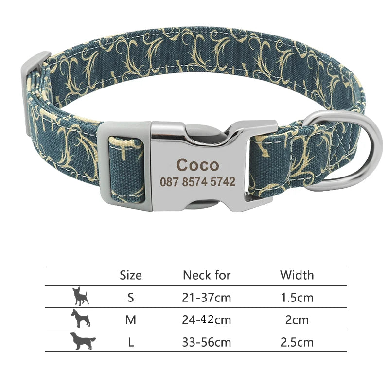 Custom Dog Collar with Free Engraving - Personalized Pet ID Nylon Blue 8