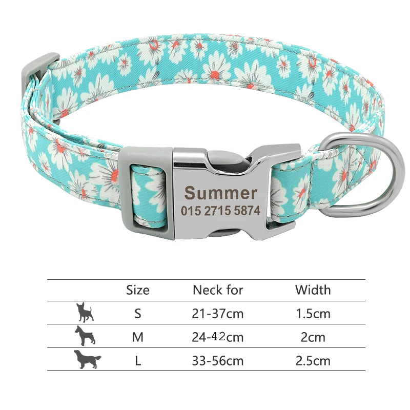 Custom Dog Collar with Free Engraving - Personalized Pet ID Nylon Green 3