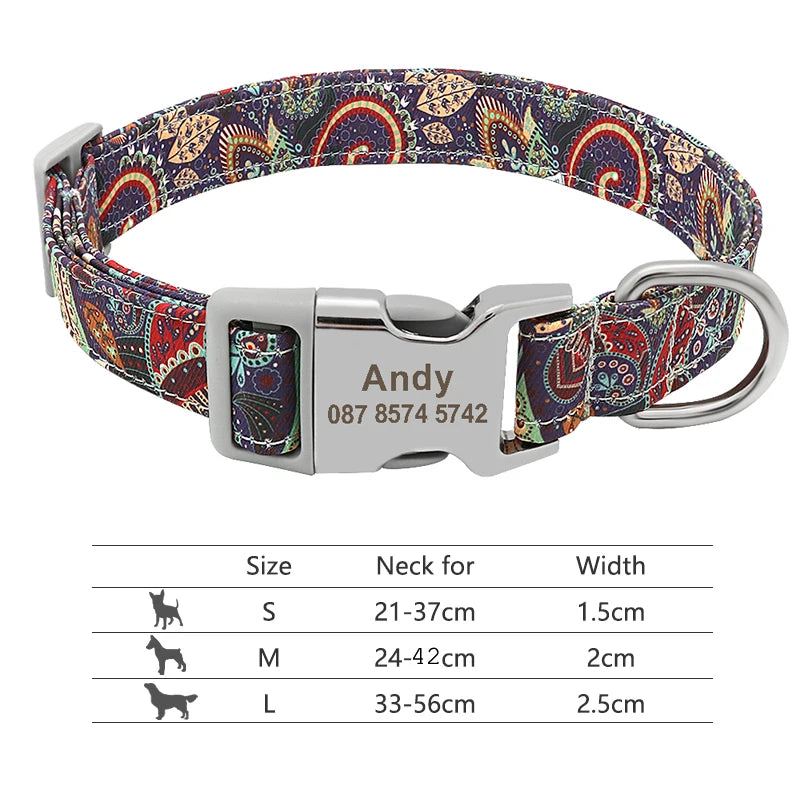 Custom Dog Collar with Free Engraving - Personalized Pet ID Nylon Purple 7