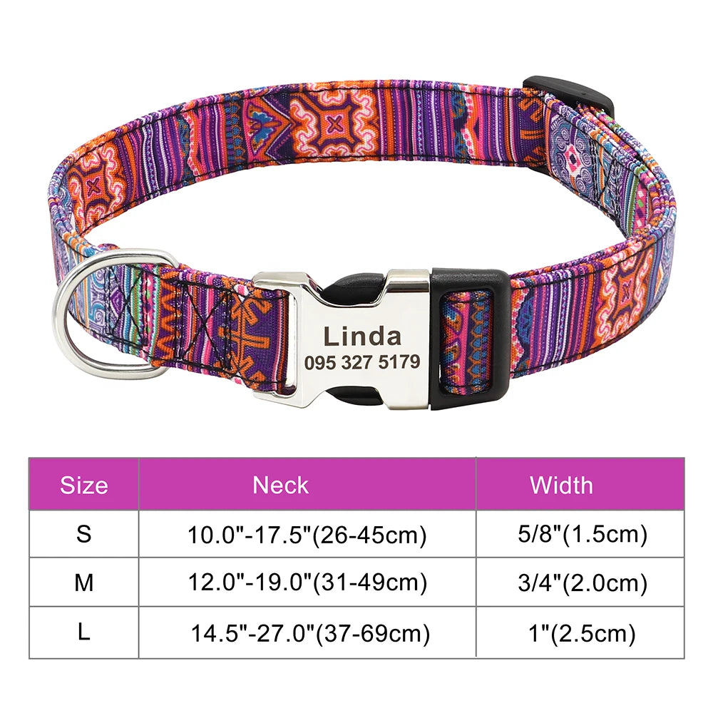 Custom Dog Collar with Free Engraving - Personalized Pet ID Nylon 030 Orange