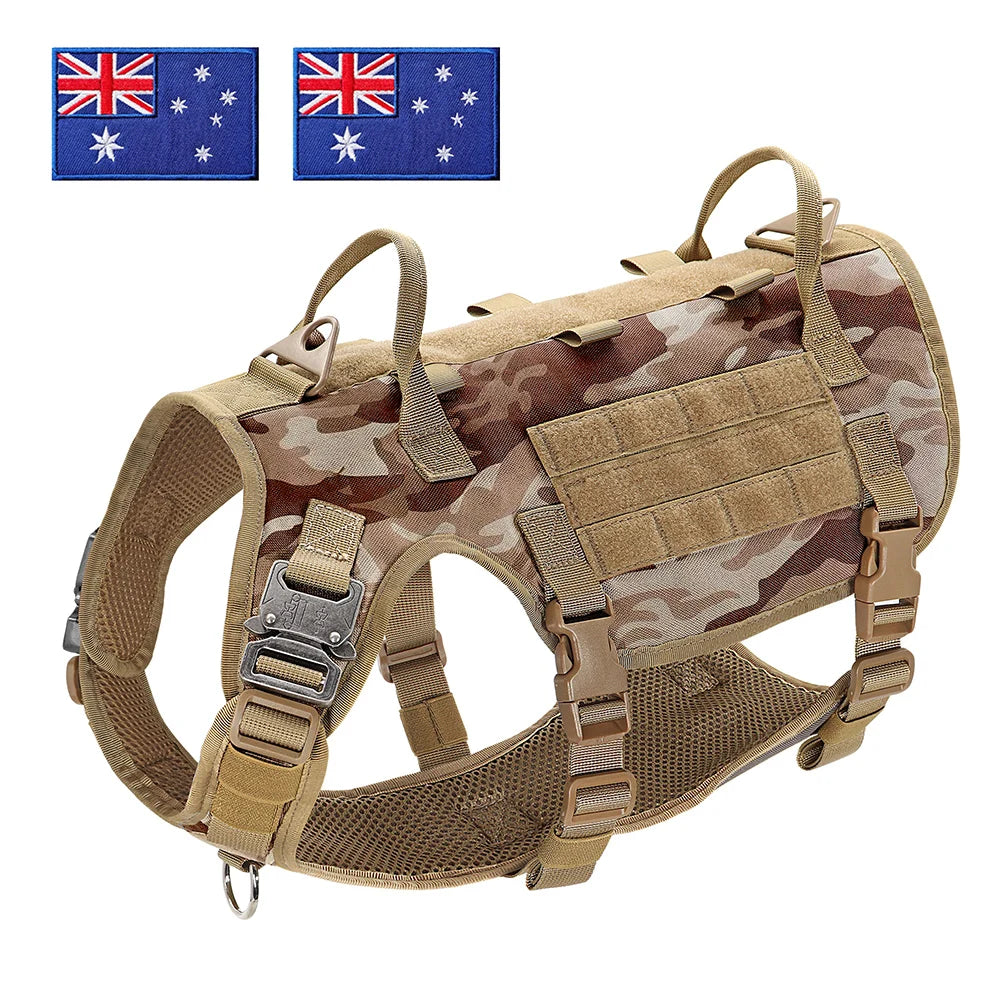 Tactical Dog Harness for Large Dogs - Military Grade Vest BRCA--AU