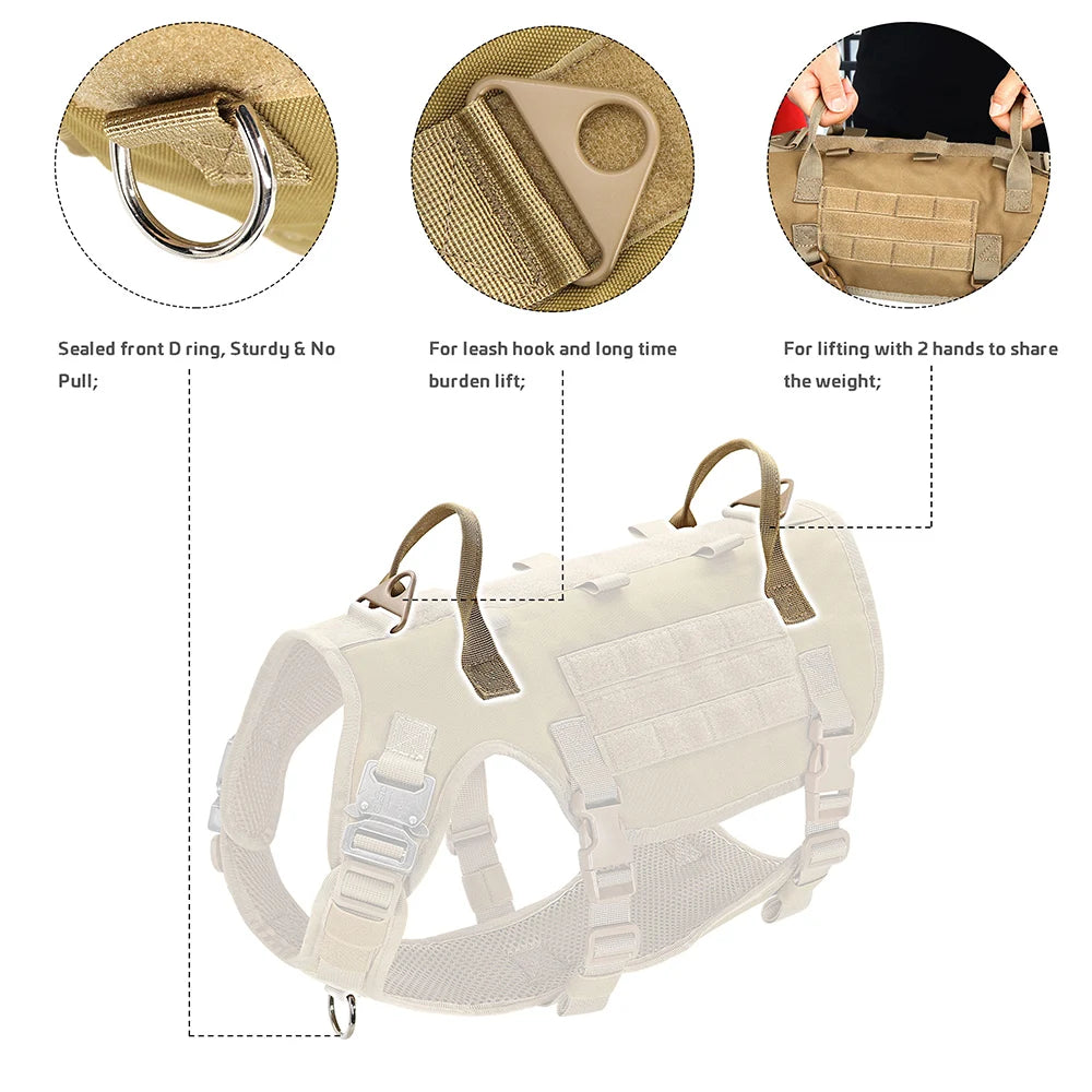 Tactical Dog Harness for Large Dogs - Military Grade Vest
