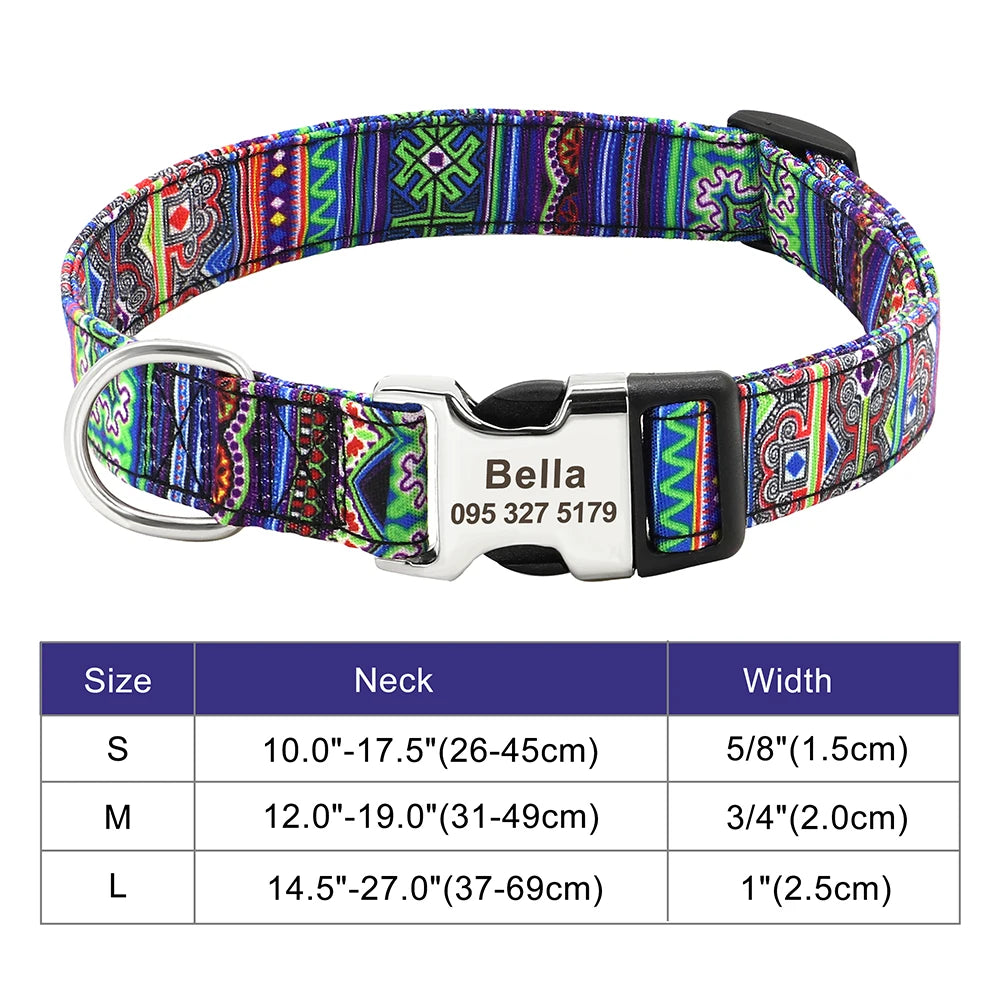 Custom Dog Collar with Free Engraving - Personalized Pet ID Nylon 030 Blue