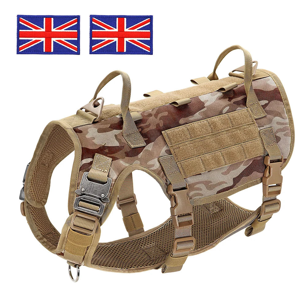 Tactical Dog Harness for Large Dogs - Military Grade Vest BRCA--UK