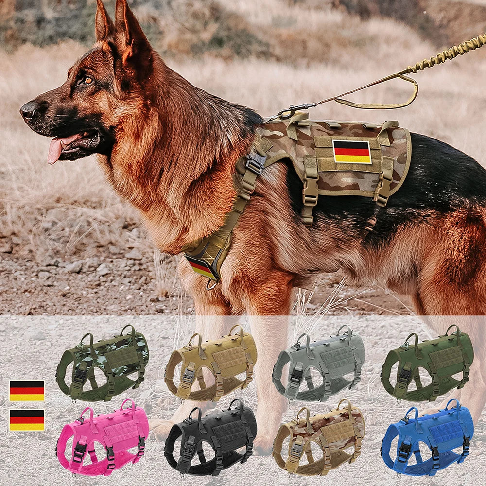 Tactical Dog Harness for Large Dogs - Military Grade Vest