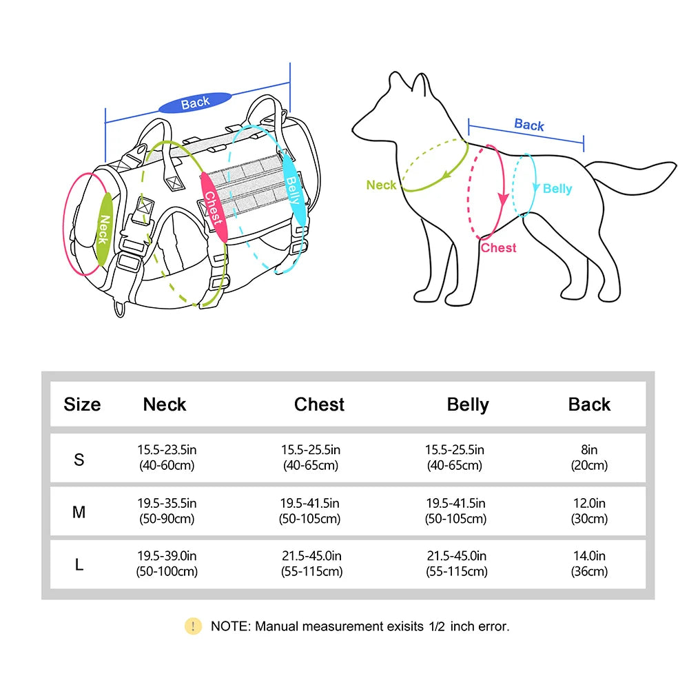Tactical Dog Harness for Large Dogs - Military Grade Vest
