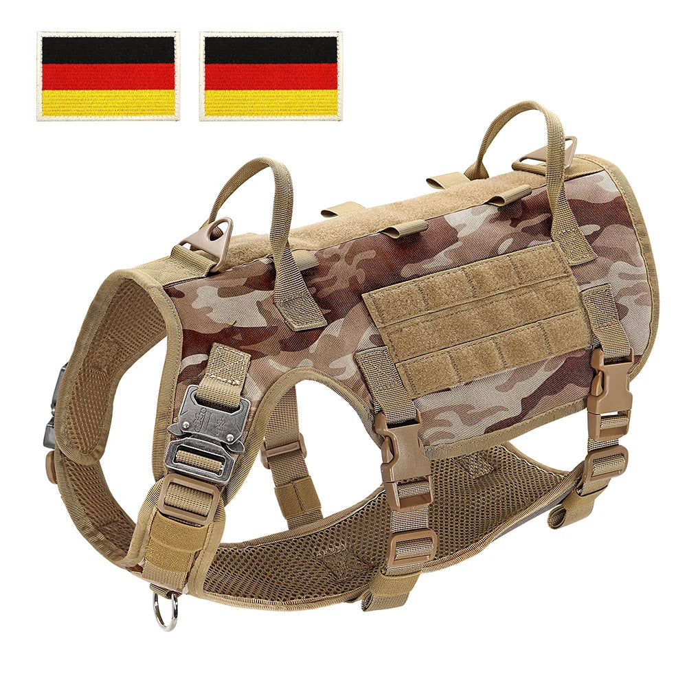 Tactical Dog Harness for Large Dogs - Military Grade Vest BRCA--DE