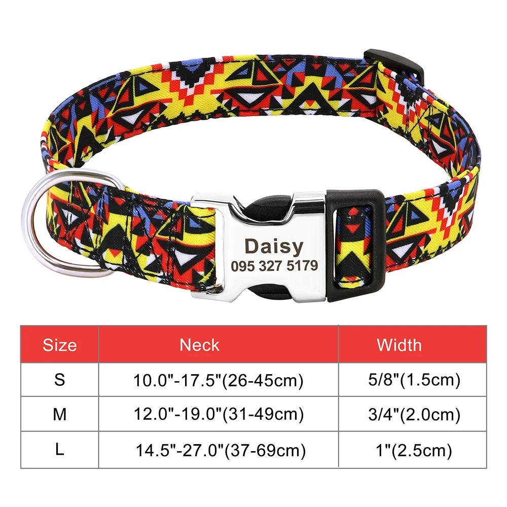 Custom Dog Collar with Free Engraving - Personalized Pet ID Nylon 030 Yellow