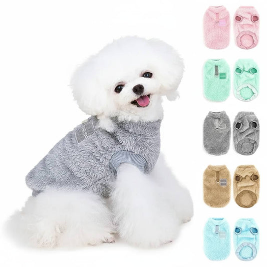 Soft Plush Dog Clothes T-Shirt Small Medium Dogs Cats - Warm Outfit