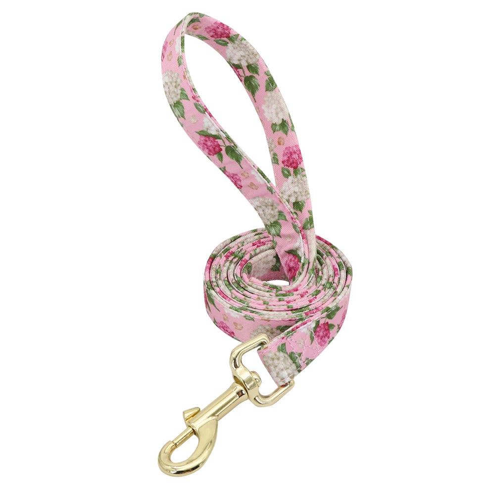 Custom Engraved Dog Collar with Leash Set - Personalized Pet ID Pink Leash