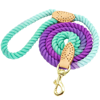 150cm Round Cotton Dog Leash - Soft Braided Training Lead Rose 150cm