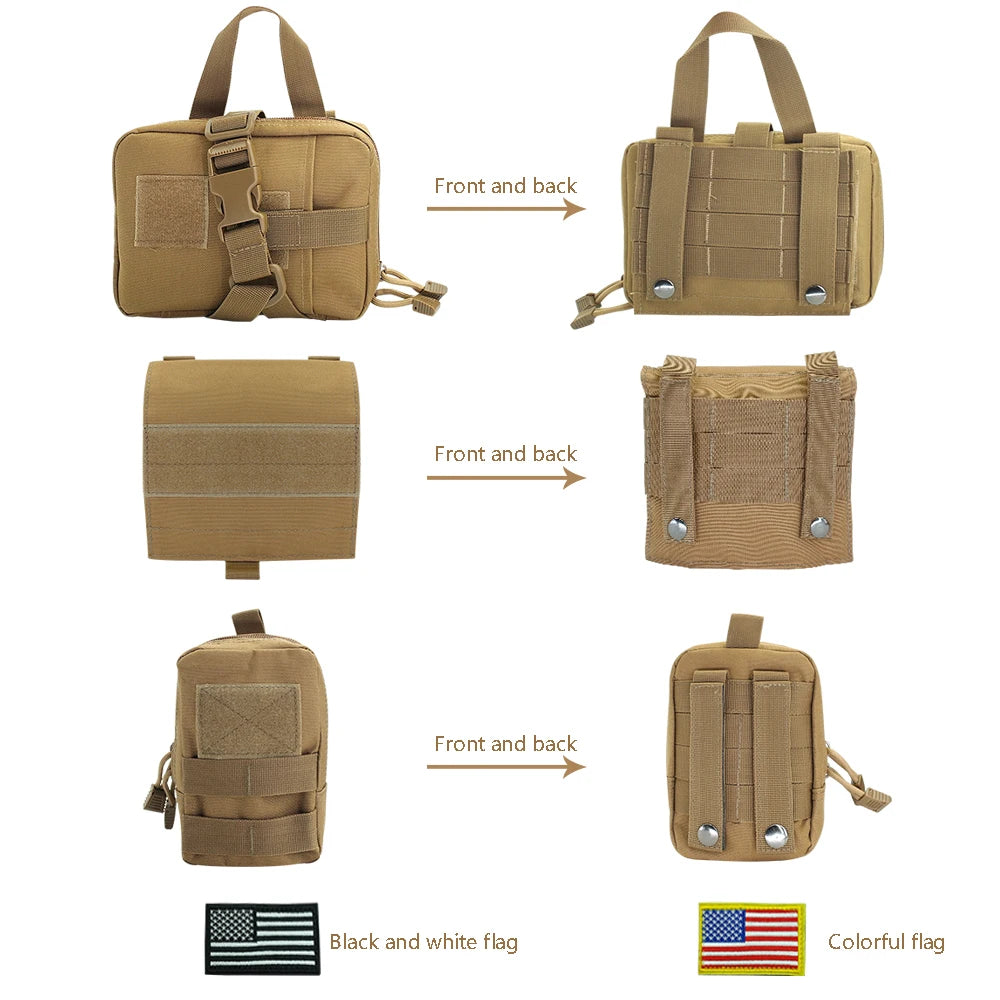 Tactical Dog Harness Military Style with Storage Bag for Large Dogs