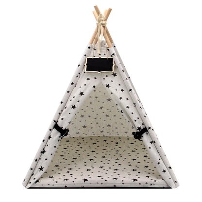 Cat Teepee Tent Bed - Cozy Indoor Pet House with Cushion White 42x45x50cm