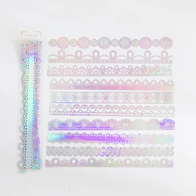 Bronzing Lace Decoration Paper 10pcs - Gold Foil Hollow Card for Scrapbooking & Collage A