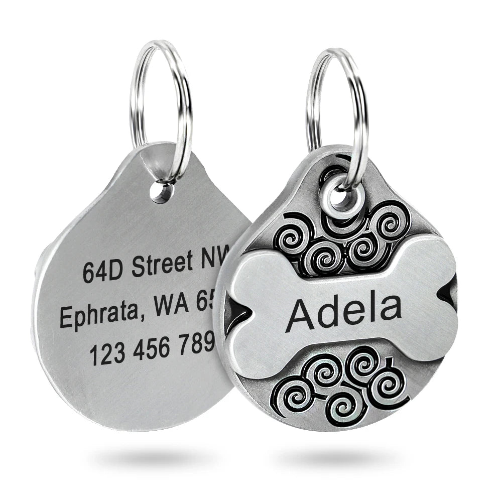 Custom Dog Tag with Free Engraving - Personalized Pet ID Metal Black M