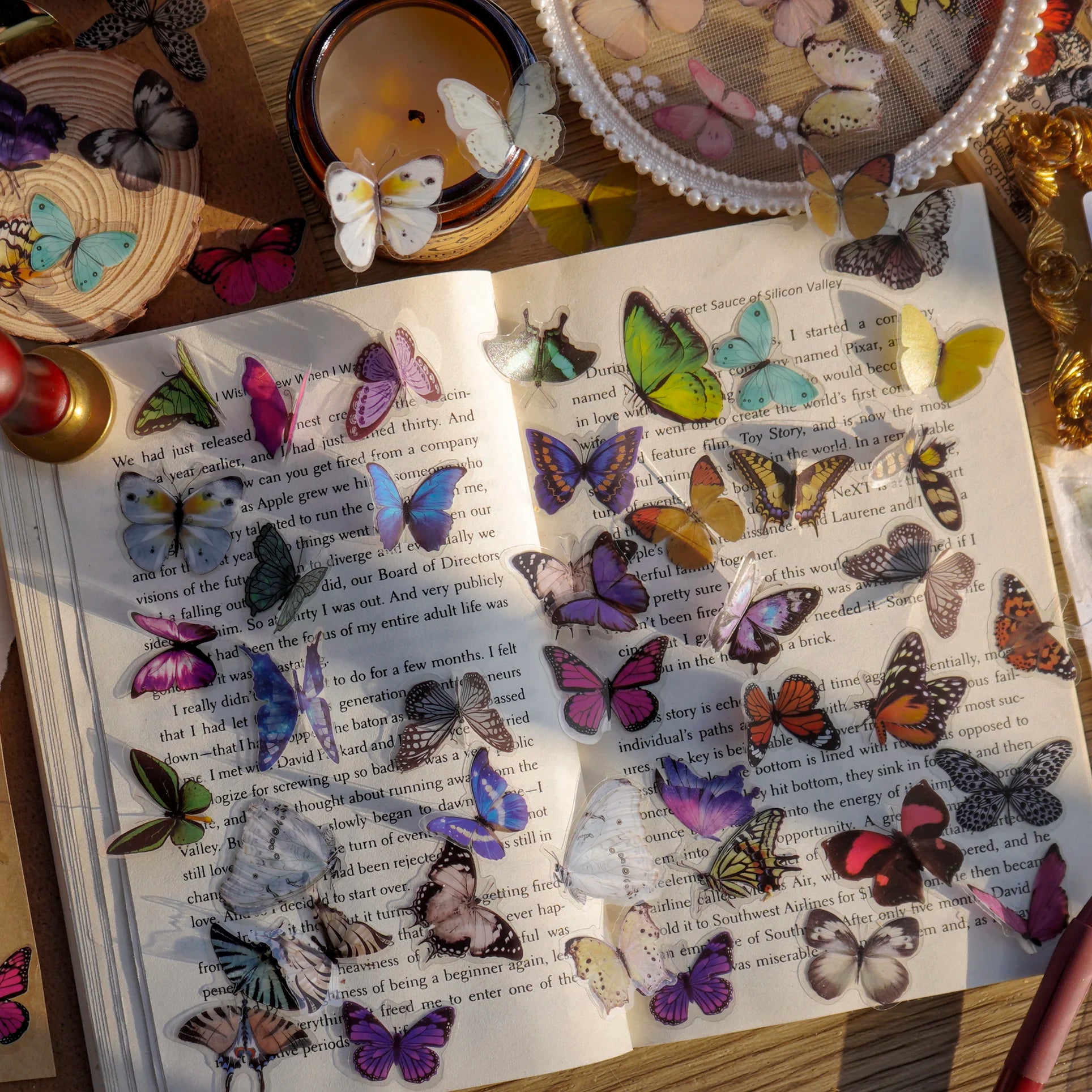 Butterfly Stickers Set - 40 PET Transparent Decals Pack