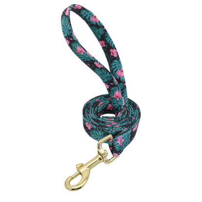 Custom Engraved Dog Collar with Leash Set - Personalized Pet ID Green Leash