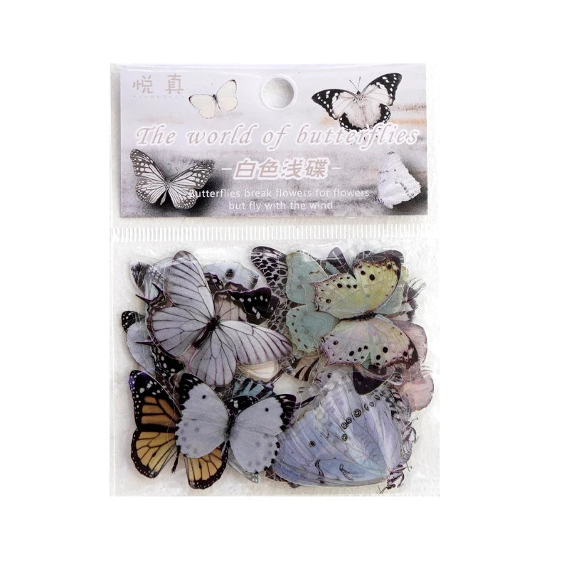 Butterfly Stickers Set - 40 PET Transparent Decals Pack 1--FSD41F4SD