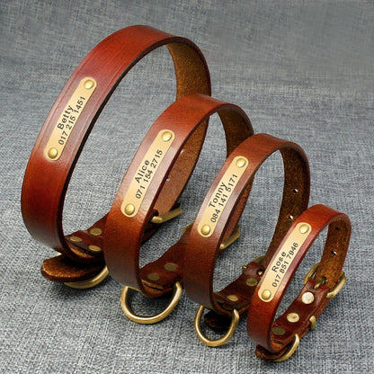 Custom Leather Dog Collar - Free Engraving Personalized Pet ID