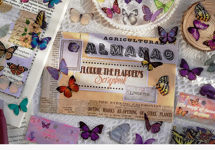 Butterfly Stickers Set - 40 PET Transparent Decals Pack