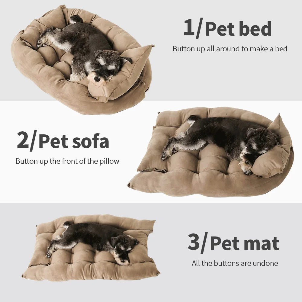 3-in-1 Multifunctional Dog Bed - Warm Winter Pet Sofa & Cushion