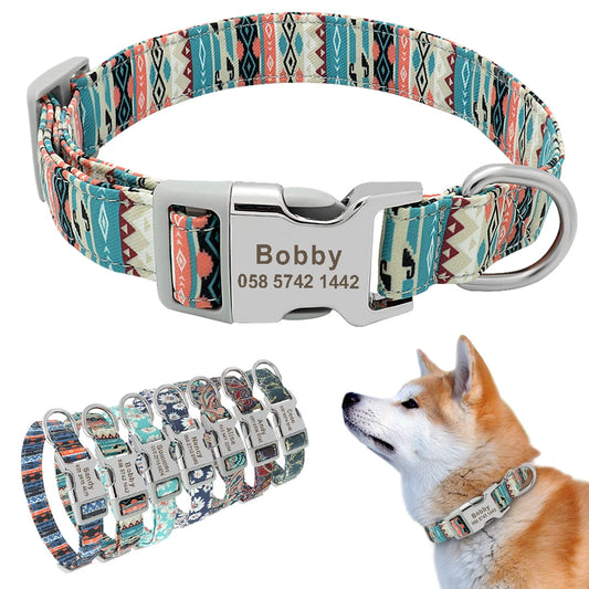Custom Dog Collar with Free Engraving - Personalized Pet ID Nylon