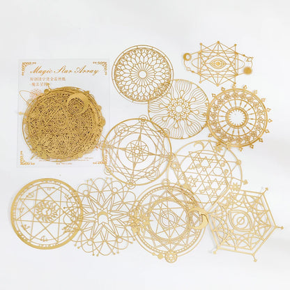 Bronzing Lace Decoration Paper 10pcs - Gold Foil Hollow Card for Scrapbooking & Collage E