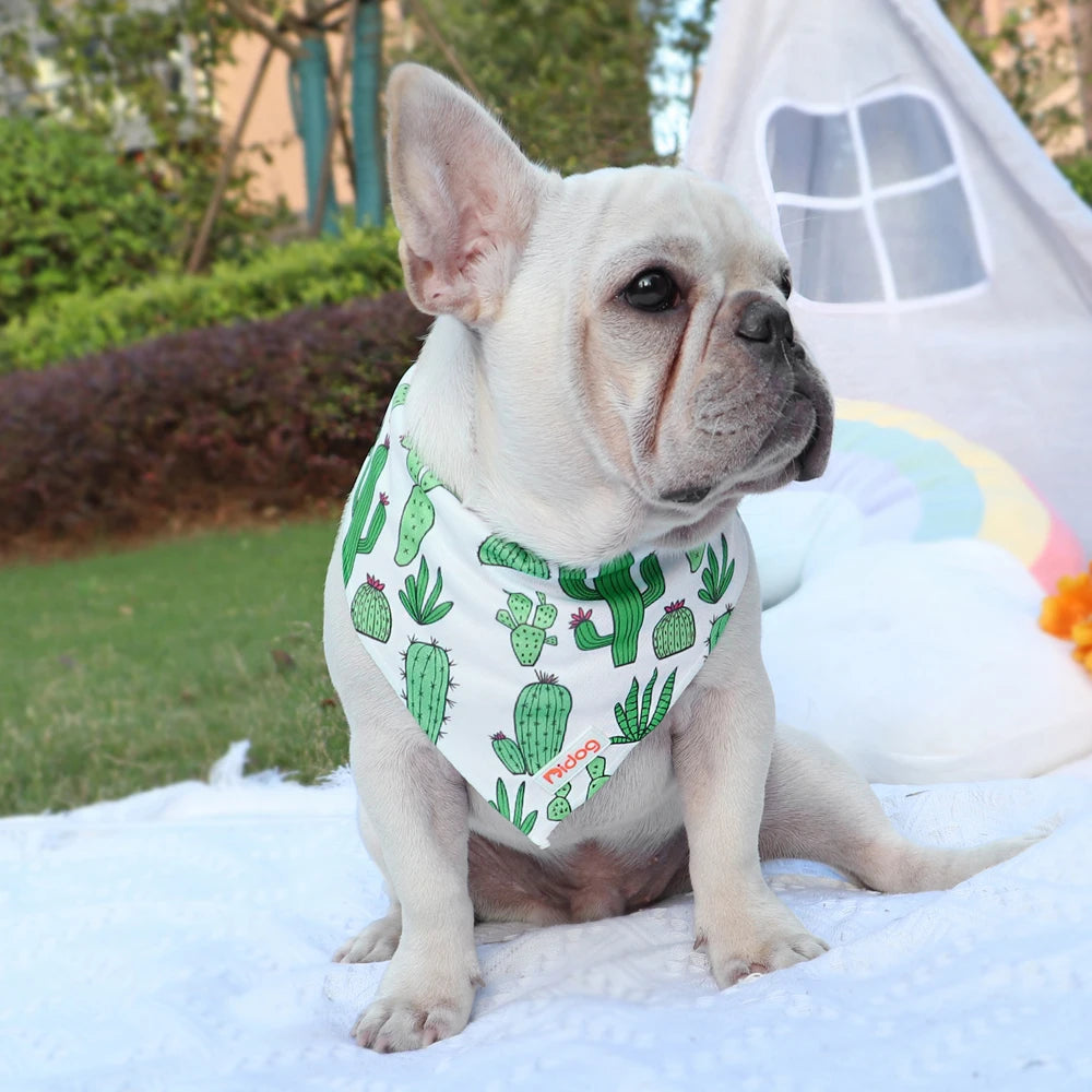 Soft Cotton Dog Bandana Scarf - Cute Print Pet Collar Accessory