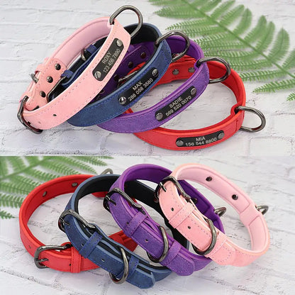 Custom Engraved Dog Collar - Personalized Leather Pet ID Collar