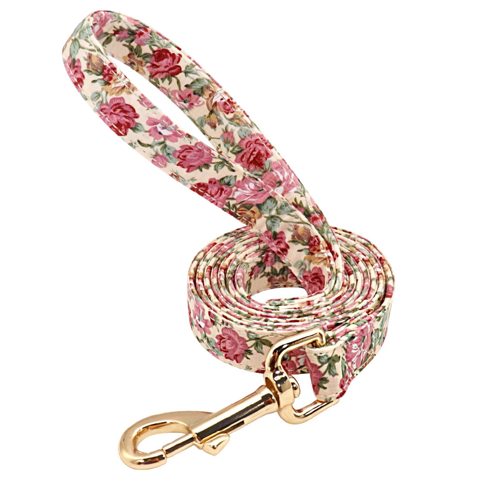 Personalized Dog Collar and Leash Set with Custom ID Tag Beige Leash