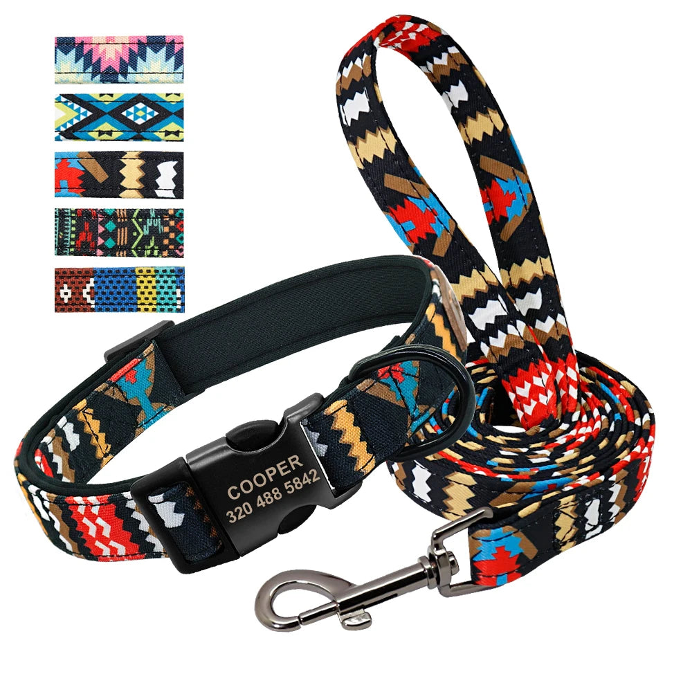 Reflective Dog Collar & Leash Set - Custom Engraved Night Safety