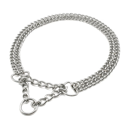 Premium Steel Training Chain Collar - Professional Dog Control Silver