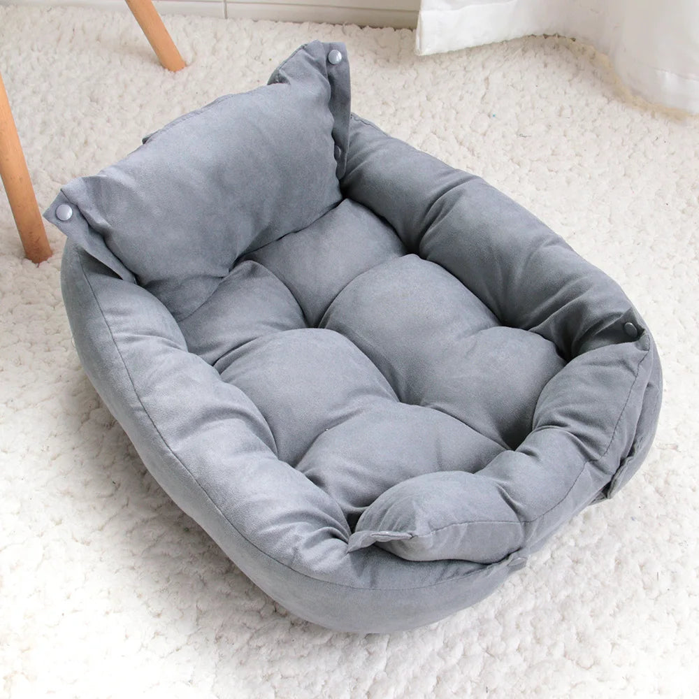 3-in-1 Multifunctional Dog Bed - Warm Winter Pet Sofa & Cushion Gray