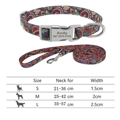 Reflective Dog Collar & Leash Set - Custom Engraved Night Safety 217HPU7