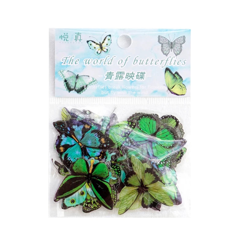 Butterfly Stickers Set - 40 PET Transparent Decals Pack 5--FSD41F4SD
