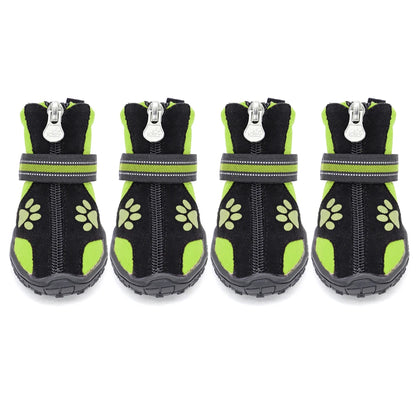 Waterproof Dog Boots - Anti-Slip Winter Paw Protection Shoes Green