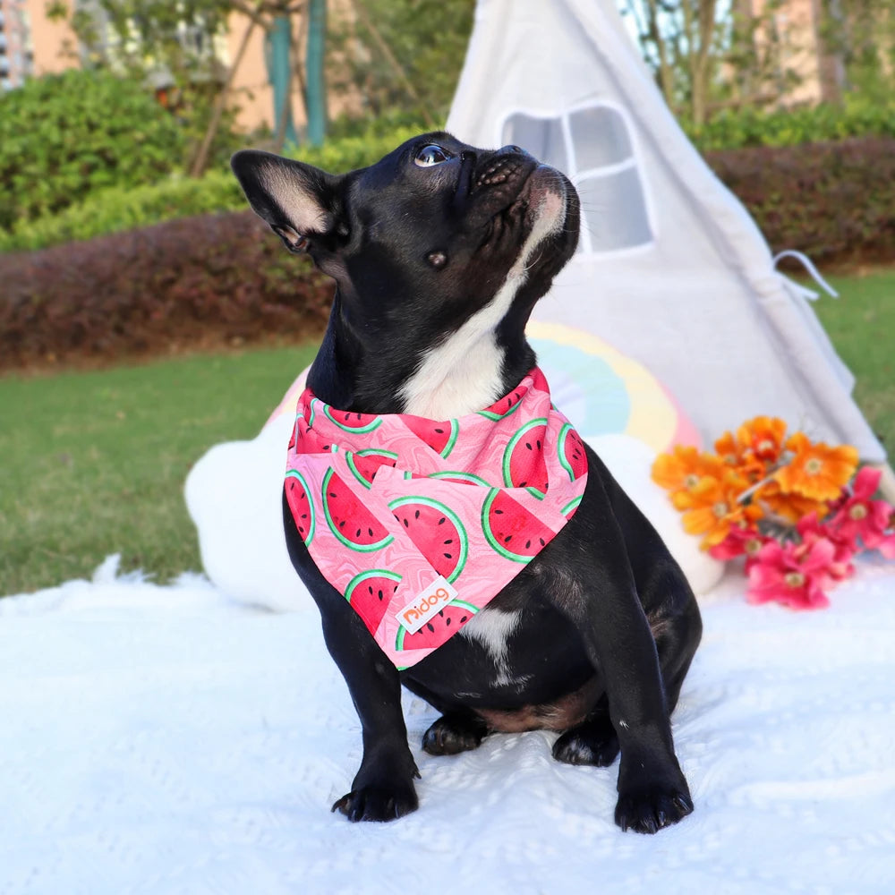 Soft Cotton Dog Bandana Scarf - Cute Print Pet Collar Accessory