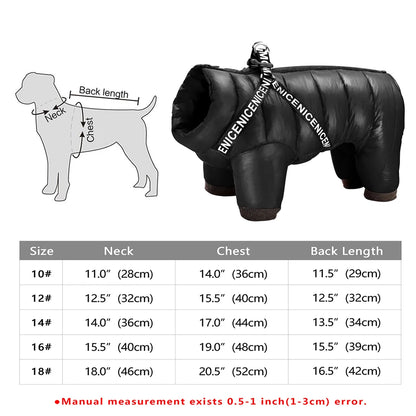 Winter Dog Jacket - Waterproof Reflective Harness Coat S-XXL 284 Black