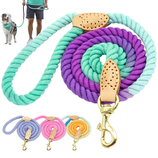 150cm Round Cotton Dog Leash - Soft Braided Training Lead