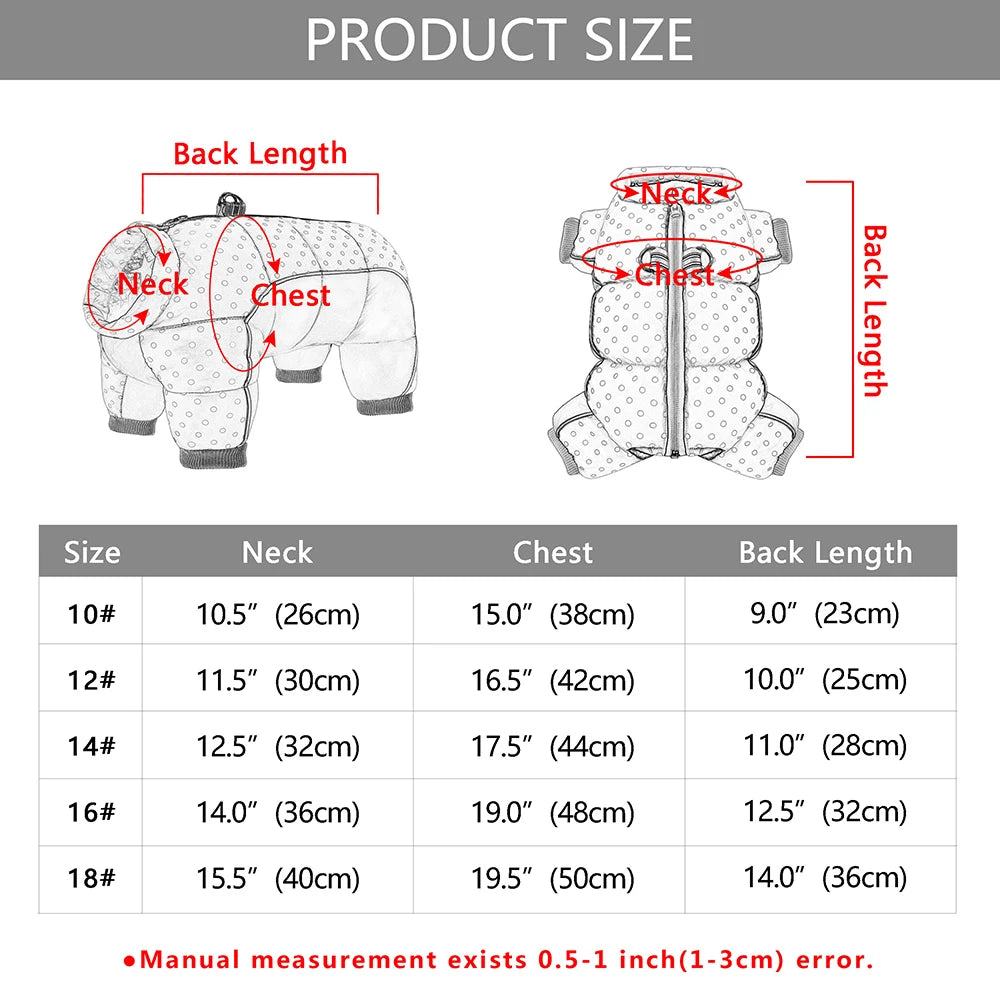 Reflective Dog Winter Jacket - Warm Snow Coat for Small Dogs