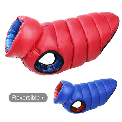 Waterproof Dog Winter Jacket Reversible - 3 Layer Warm Vest Coat Red