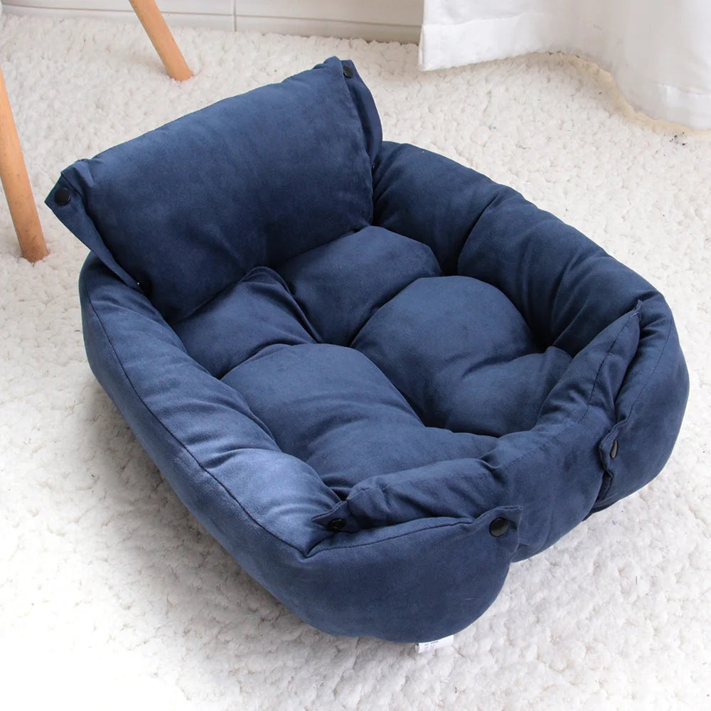 3-in-1 Multifunctional Dog Bed - Warm Winter Pet Sofa & Cushion Blue