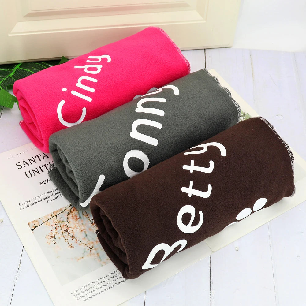 Personalized Dog Blanket Coral Fleece - Custom Pet Name & Paw Print