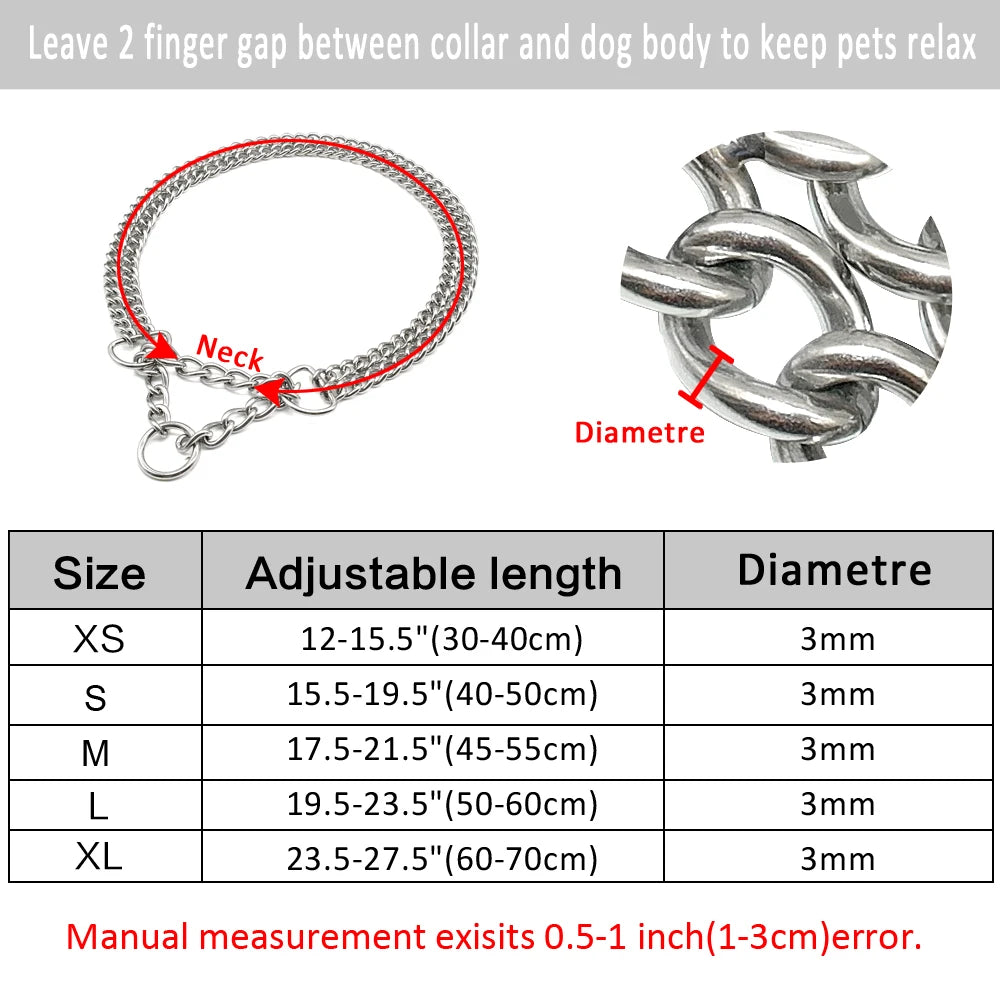 Premium Steel Training Chain Collar - Professional Dog Control
